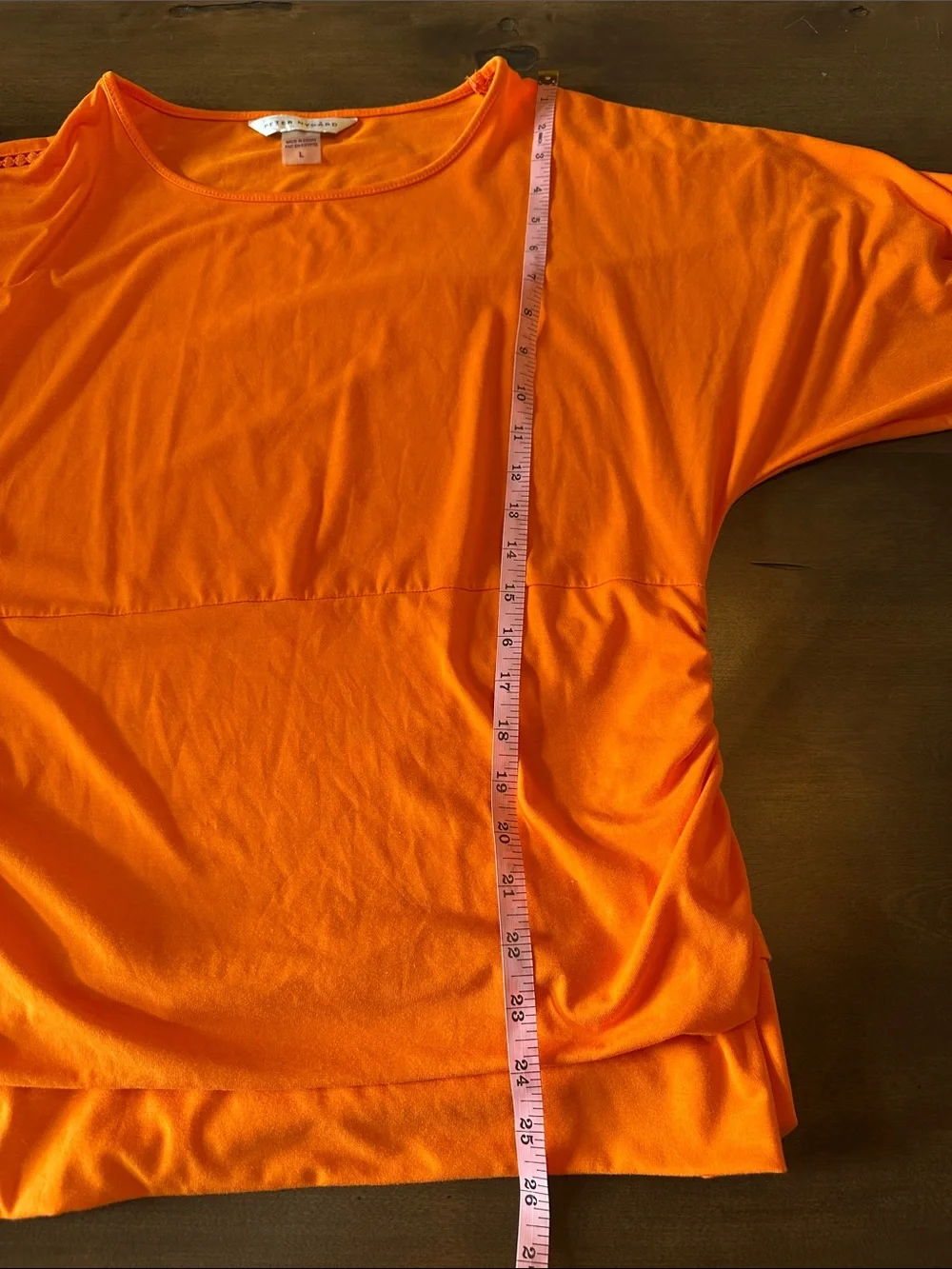 Peter Nygard  Orange Short Sleeve Ruched Tunic Size L
